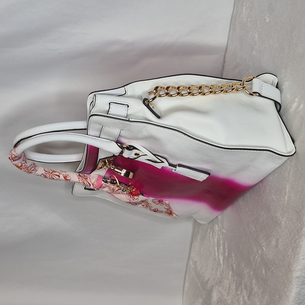 MICHAEL Michael Kors Hamilton Spray Pink and White Satchel Tote Bag - Picture 8 of 17